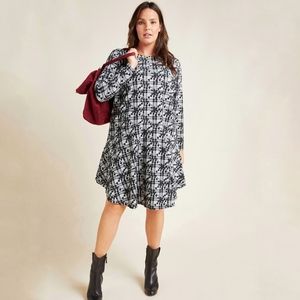 Anthropologie Black and White Long Sleeve Dress